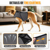 Golden Retriever in black anxiety vest demonstrating grid ventilation and back bonding
