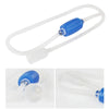 A clear silicone siphon cleaner with a blue threaded tip and tubing.