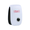 A white ultrasonic pest repellent device with a black nozzle and red text reading Pest Reject.