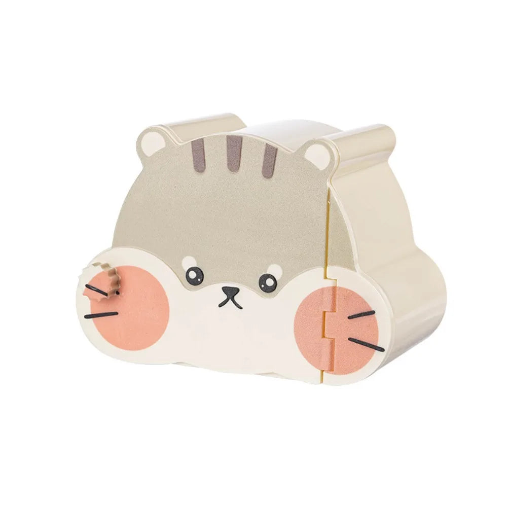 A light beige cartoon hamster hideout house with a viewing window and rounded features.