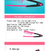 Peigne de coiffure en forme de V rose et noir pour lisser les cheveux.