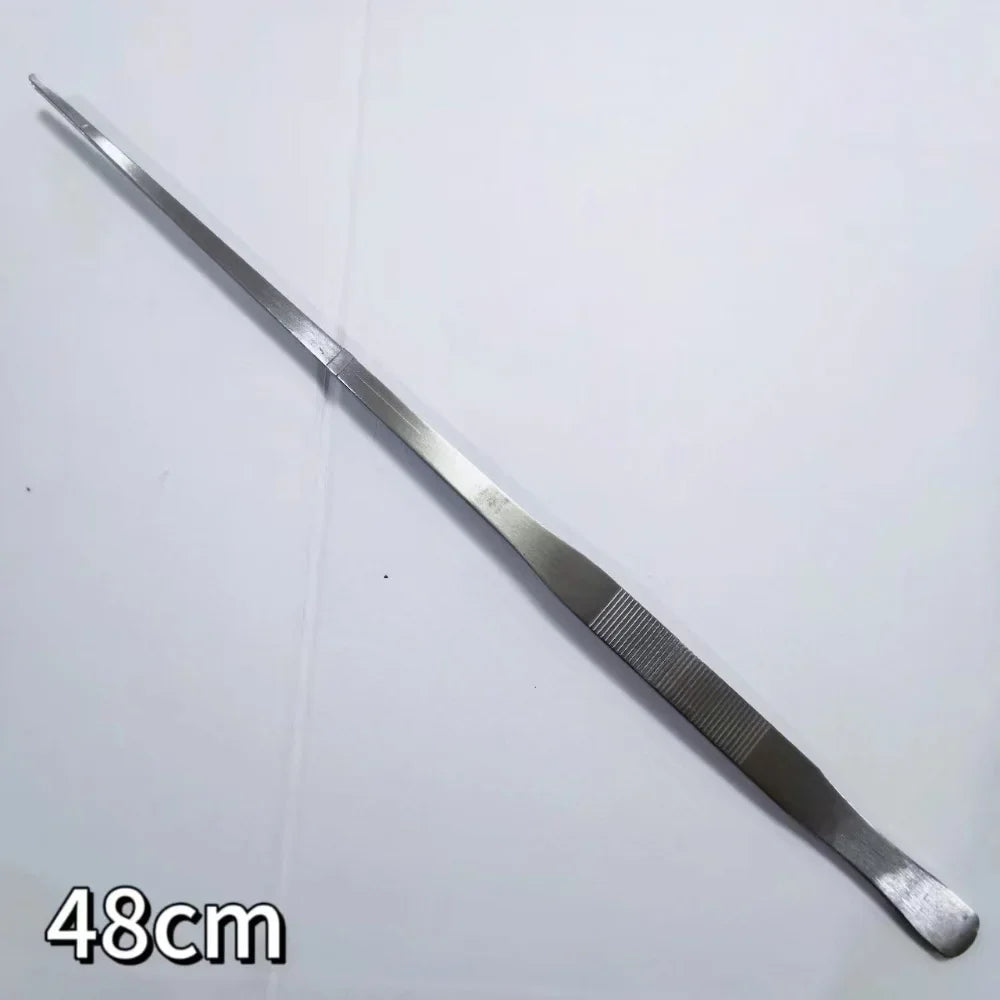 A long, slender stainless steel aquarium plant tweezers tool.