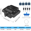 Black aquarium air pump with 4 outlets and accessories, featuring a 20W power output.