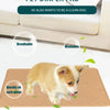 A small dog is lying on a tan pet diaper pad mat with green leaves, demonstrating its quick absorbency.