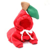 Sudadera para perros con estampado de fruta roja, detalles en orejas verdes y marrones.