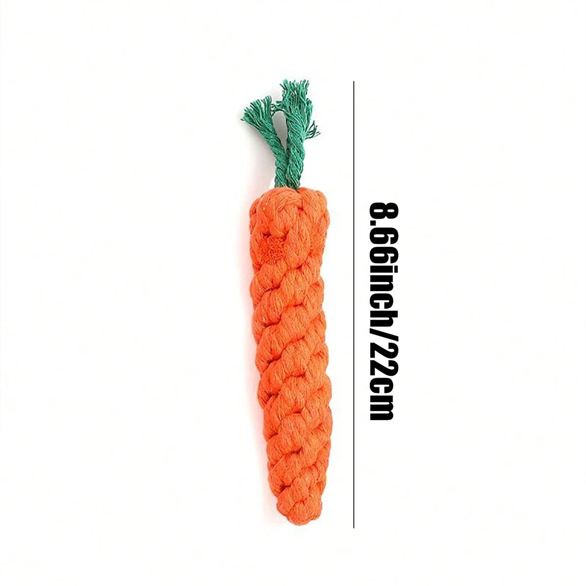 An orange squeaky donkey plush toy for dogs shown vertically with a measurement of 8.6 inches.