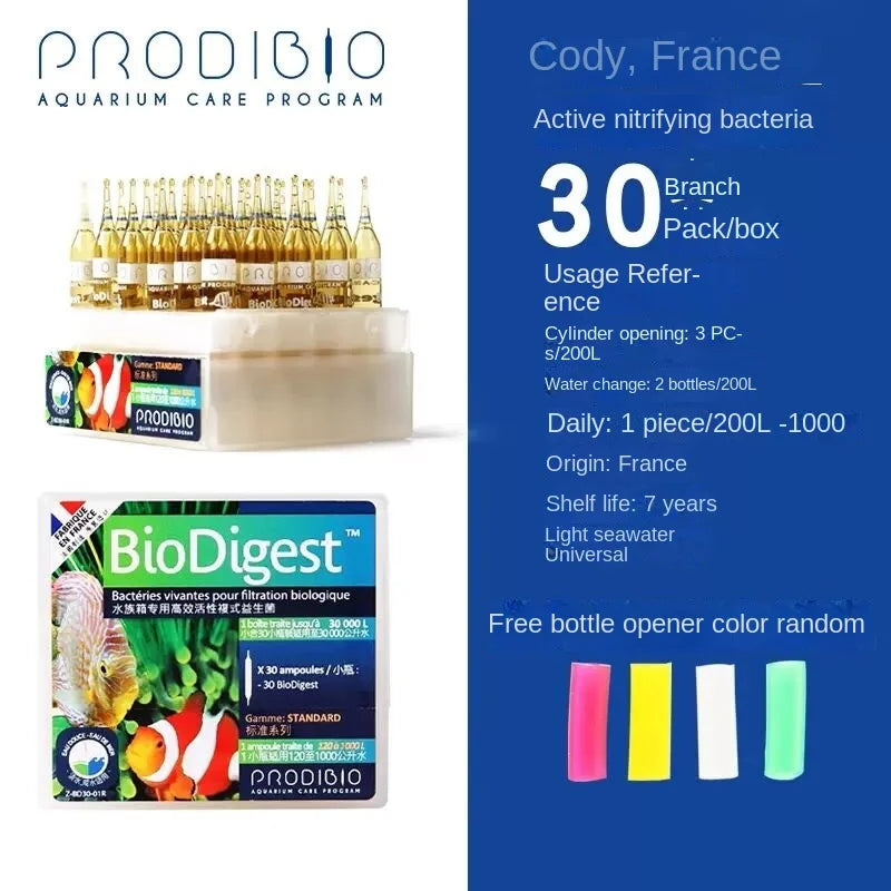 Un ensemble de solutions de booster d'eau pour aquariums Biodigest et produits connexes pour les soins aquatiques.