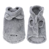 A pair of gray faux fur hoodies for small and medium dogs.
