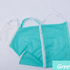 A bright turquoise mesh cat grooming bag with a white strap is shown against a white background.