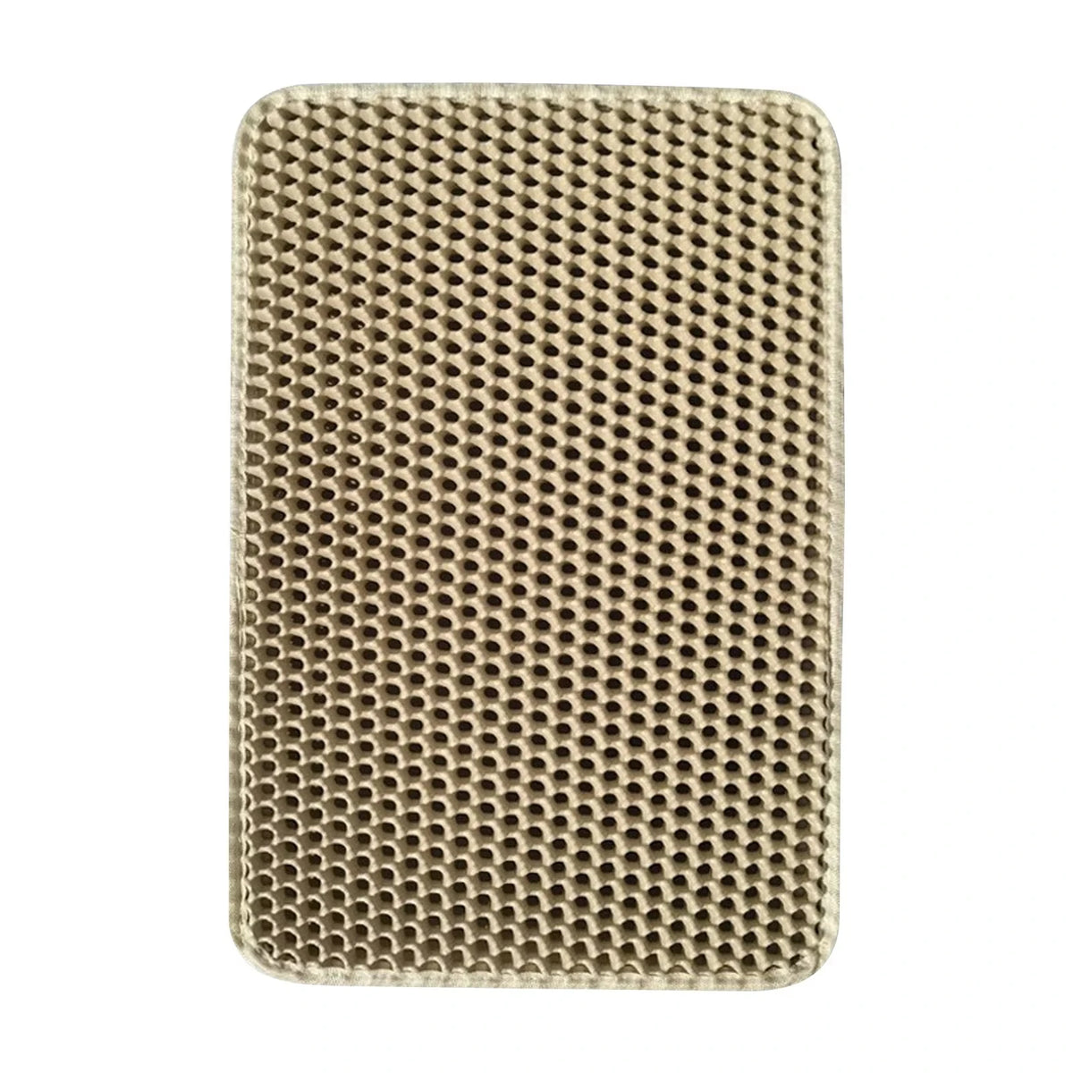 Quadratiges, beige, strapazierfähiges wasserdichtes Katzenstreumatte mit strukturierter, poröser Oberfläche.