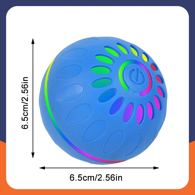 Helles blaues, interaktives Spielball für Haustiere mit bunten Lichtakzenten.