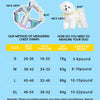Diagram showing how to measure a dog's chest straps for different sizes of the adjustable no-pull dog harness.