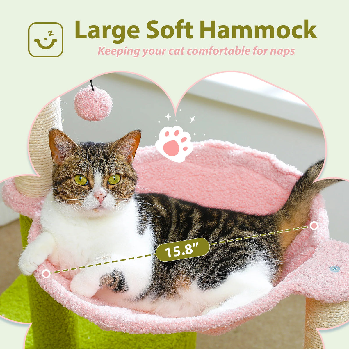 Eine tabby Katze entspannt in einem rosa weichen Hängematte zum Schlafen.