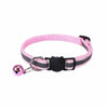 Pink reflective pet collar with an adjustable black head buckle and a silver charm.