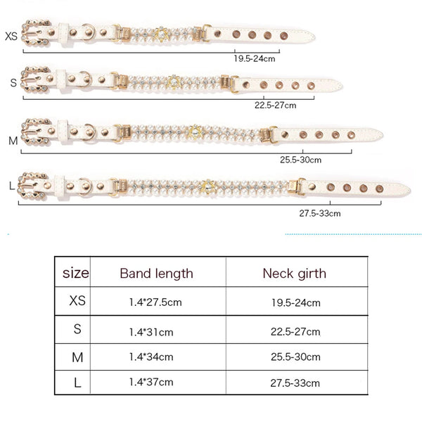 Ensemble de colliers à pattes de chien et de chat en perles artificielles, tailles XS à L avec longueurs de bande et goussets
