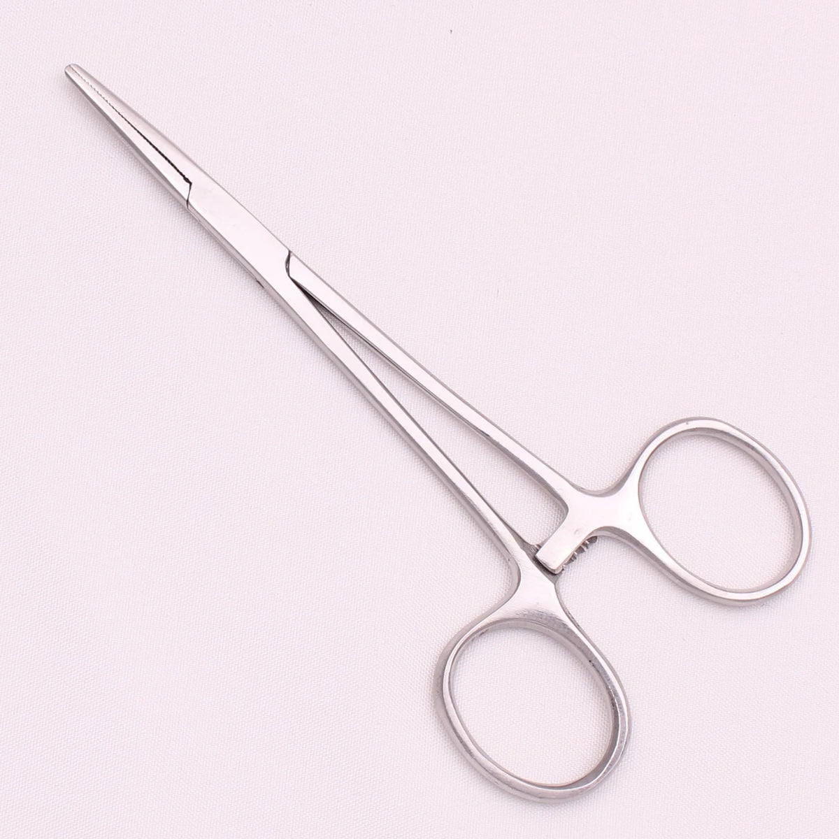 A pair of professional stainless steel pet forceps with fine tips.