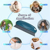 A manual lint remover brush is shown with various applications including on wool sweater, scarf, pet hair, coat, and cat hair