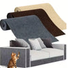 A self-adhesive cat scratching mat is shown protecting furniture, with a tabby cat nearby.