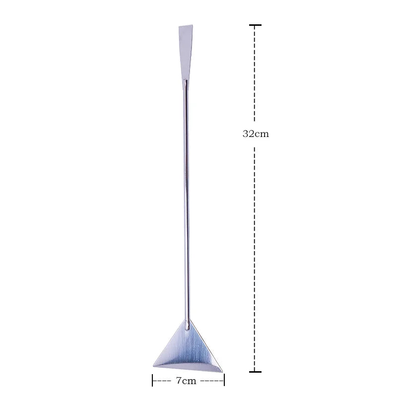A stainless steel aquarium cleaning tool with a long handle and a pointed cleaning tip.
