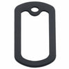 Black silicone dog tag protector muffler with a loop for attachment.