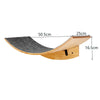 Wooden wall-mounted cat climbing shelves featuring a hammock and scratching post.