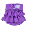 Purple reusable washable dog diapers for female dogs with a ruffled design