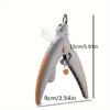 A gray 2-in-1 pet nail trimmer and grinder tool shown with its dimensions.