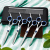 Set aus Edelstahl-Grooming-Schere und Kamm auf schwarzem Etui.