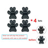 Four sets of black pet anti-slip paw protectors for dogs shown with a 'new' and 'before' label.