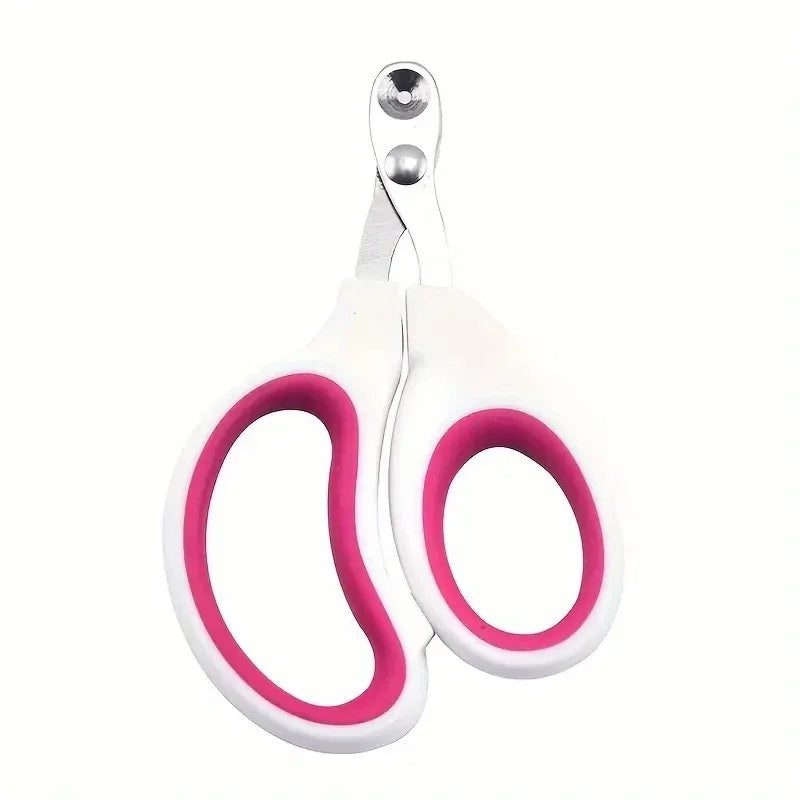 Stainless steel nail clippers for dog and cat with pink handles