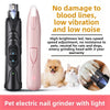 Schwarzer elektrischer Nagelhautfräser mit LED-Licht und eine rosa Version neben Haustieren.