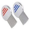 Stainless steel lice removal comb with red and blue markings