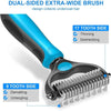 A dual-sided brush with a 17 tooth side for thinning and deshedding and a 9 tooth side for dematting and untangling.