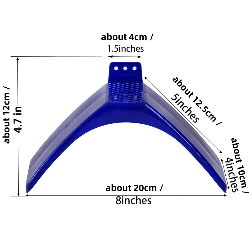 A blue plastic bird rest stand with dimensions of about 4cm by 20cm.
