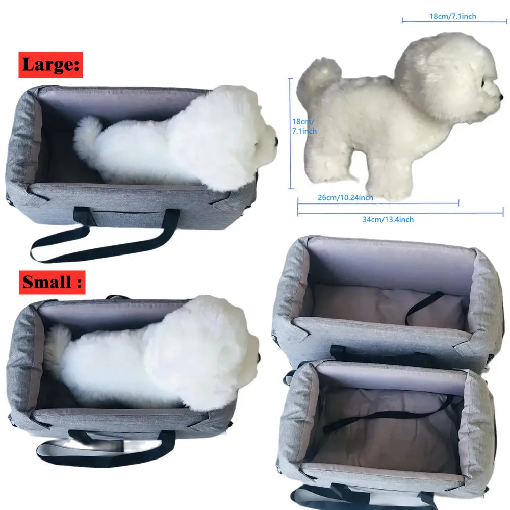 Vergleich eines großen und kleinen tragbaren Tiercarriers für Hunde und Katzen, der Größenunterschied zeigt.