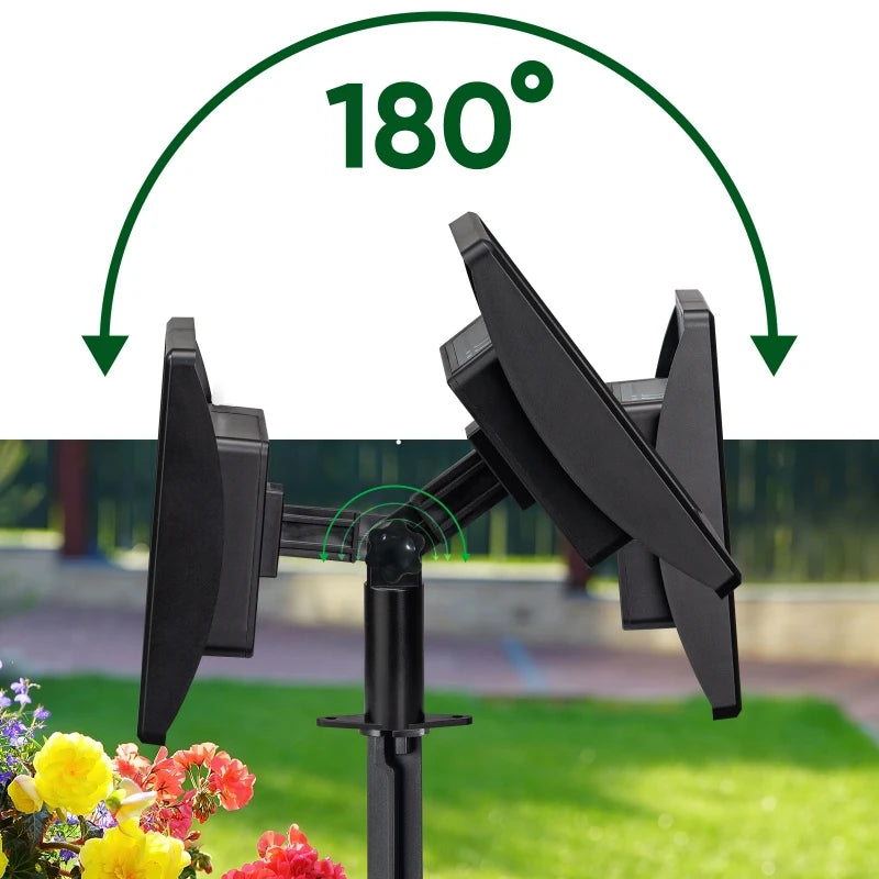 Pompe aérateur de bassin solaire noire avec fonction de pivot de 180 degrés.