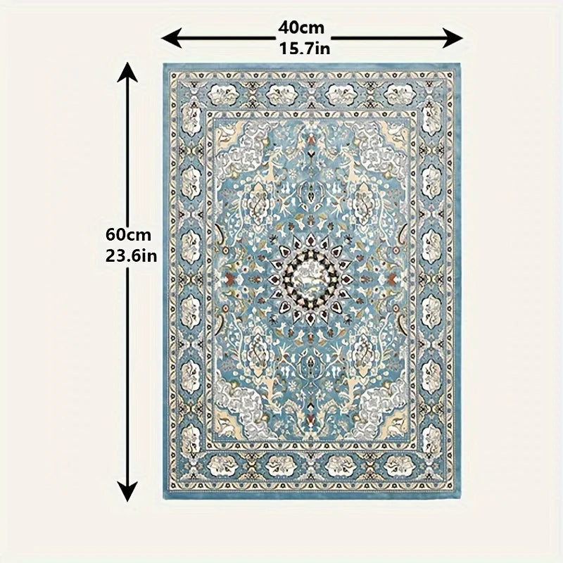 A rectangular blue and cream patterned dog pee pad with dimensions 40cm by 60cm.