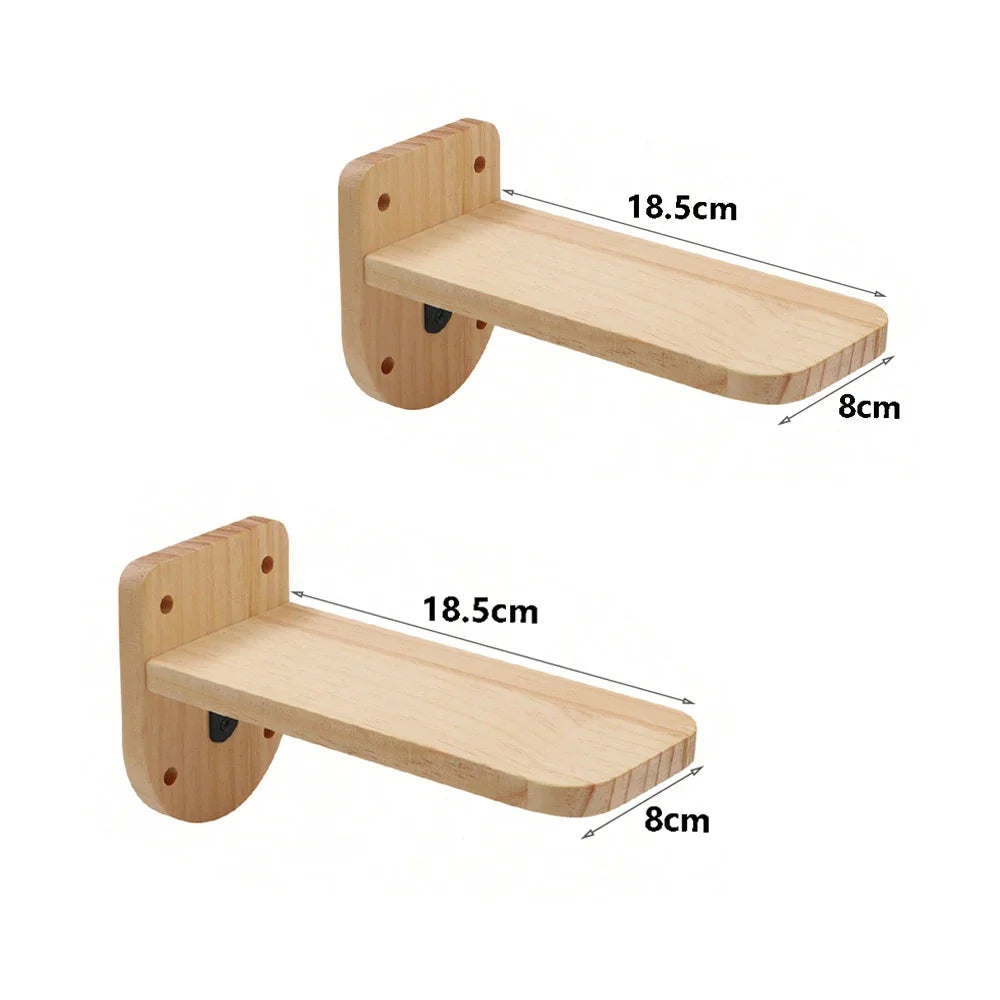 Holzwandmontiertes Katzenkletterbaum mit flacher Plattform, 18,5x8 cm.