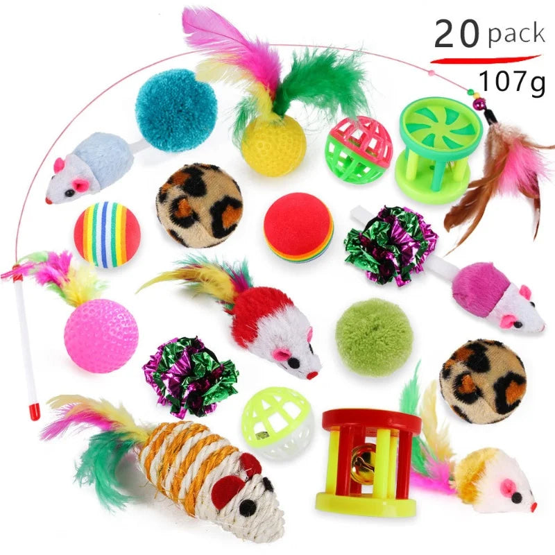 20er Set faltbare Spieltunnels und -spielzeug mit rosa Ball, grünem Tunnel und verschiedenen gefiederten sowie strukturierten