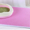 Pink and white double-layer cat litter mat with a green litter tray
