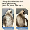 Comparison image showing a pet before and after grooming using a stainless steel comb.