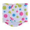 Reusable washable sanitary pants for male dogs featuring a pattern of colorful polka dots.