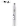A white dual speed pet nail trimmer with a pump dispenser and a button control.