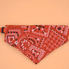 Rotes gemustertes, verstellbares Dreieckstuch für Haustiere mit geometrischen Designs und schwarzen Akzenten