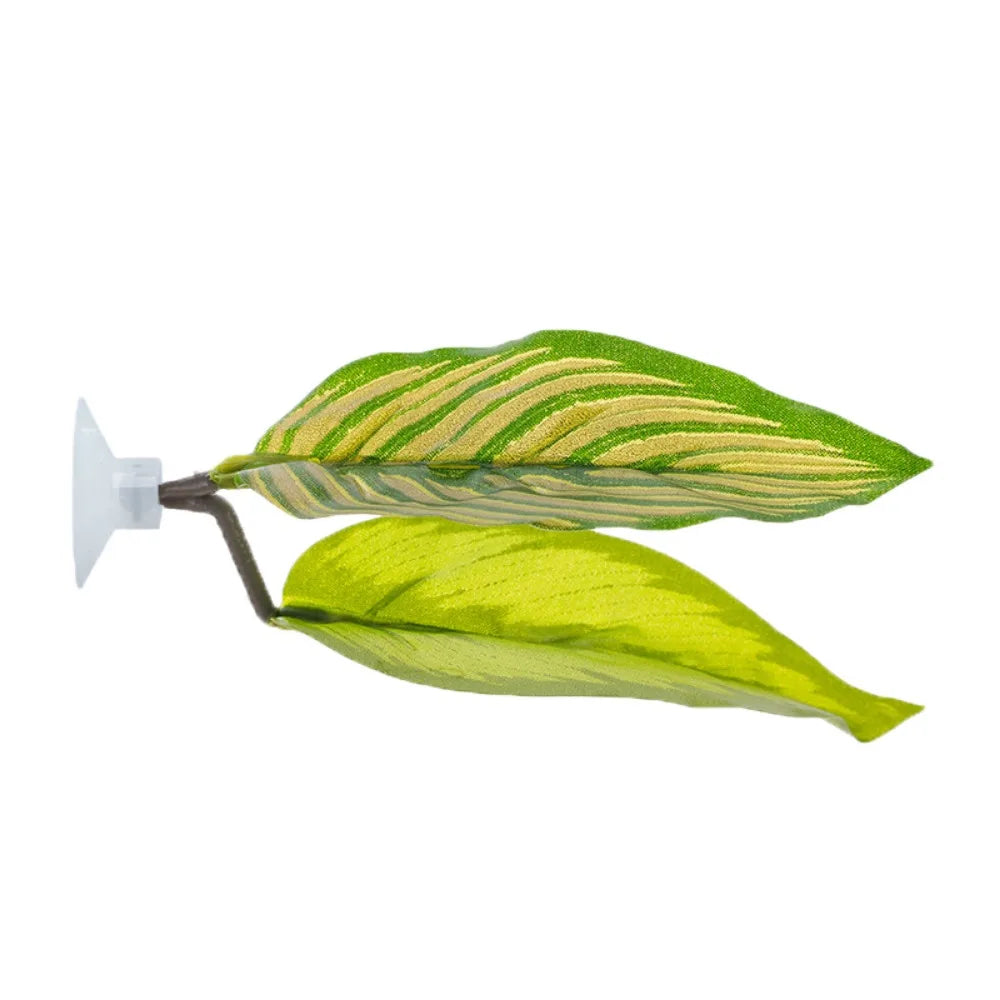 Feuille de lotus simulée verte et jaune utilisée comme décoration pour poisson Betta.