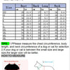 A size chart for a Cute Pink Heart Dog and Cat Vest showing measurements in centimeters and inches.
