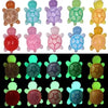 Collection d'ornements en résine colorés et lumineux de tortues dans diverses teintes (rose, vert, jaune, bleu).